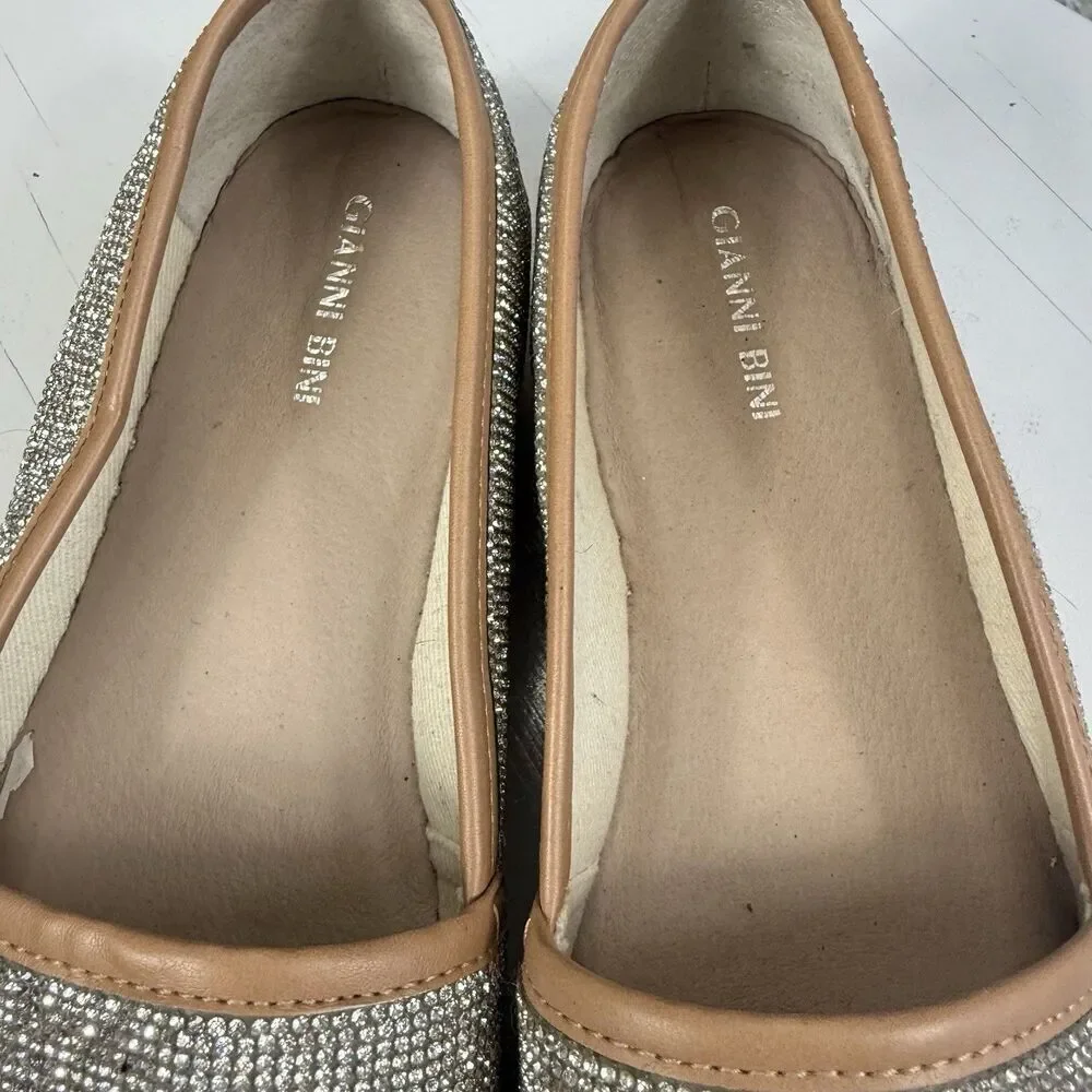 Gianni Bini Bruxie Women's Size 9 Silver Rhinestone Slip On Platform Espadrilles